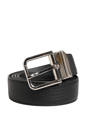 Dolce & Gabbana Men Black Classic Leather Metal Buckle Belt - 95 cm / 38 Inches