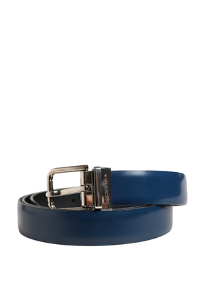 Dolce & Gabbana Men Blue Classic Leather Metal Buckle Belt - 95 cm / 38 Inches