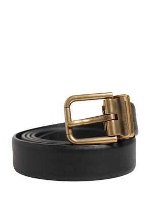 Dolce & Gabbana Men Black Classic Leather Metal Buckle Belt - 100 cm / 40 Inches