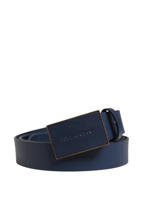 Dolce & Gabbana Men Blue Calf Leather Logo Metal Buckle Belt - 100 cm / 40 Inches