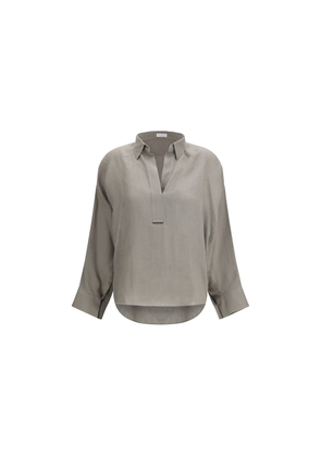 Brunello Cucinelli Bicolor Linen Blouse - S