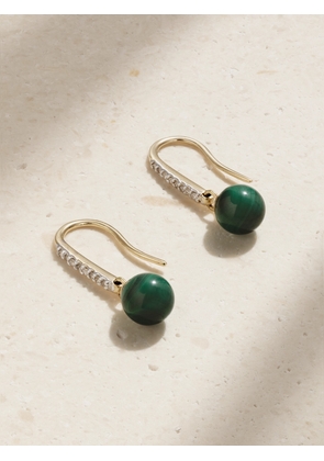 Mateo - 14-karat Gold, Malachite And Diamond Earrings - One size