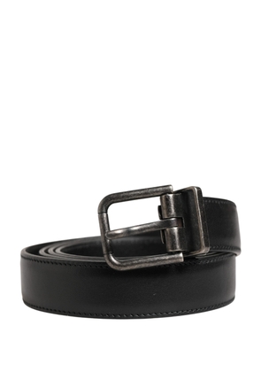 Dolce & Gabbana Men Black Classic Leather Metal Buckle Belt - 105 cm / 42 Inches