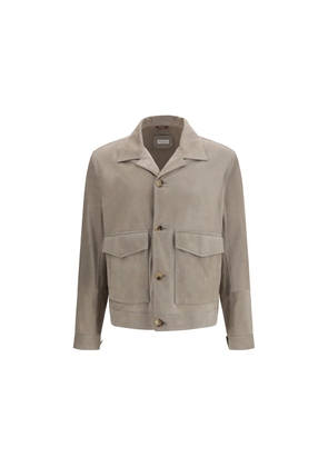 Brunello Cucinelli Bicolor Calf Leather Bos Taurus Coat - S