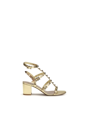 Valentino Garavani Gold Calf Leather Bos Taurus Strap-On Sandals - EU37/US7