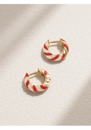 Yvonne Léon - 9-karat Gold, Enamel And Diamond Earrings - One size