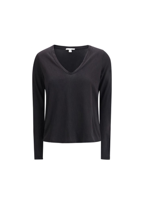 James Perse Black Cotton Long Sleeve T-Shirt - 2