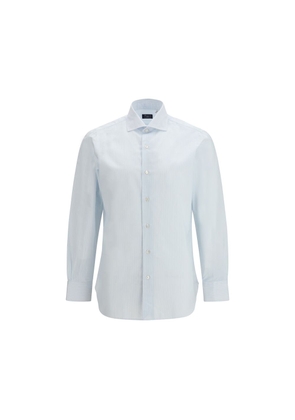 Finamore Blue Cotton Pattern Shirt - 41