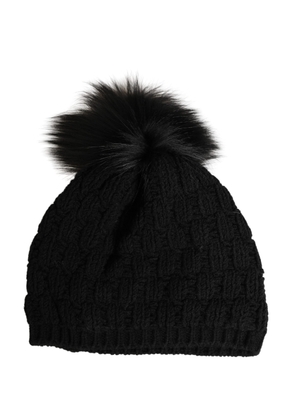 Dolce & Gabbana Black Acrylic Knitted Fur Winter Beanie
