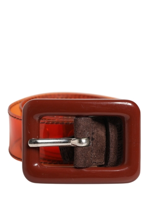 Miu Miu Orange PVC Waist Women Cintura Square Buckle Belt - 85 cm / 34 Inches