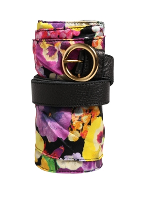 Cavalli Class Multicolor Floral Wide Waist Gold Metal Buckle Cintura Belt - 210cm x 15cm