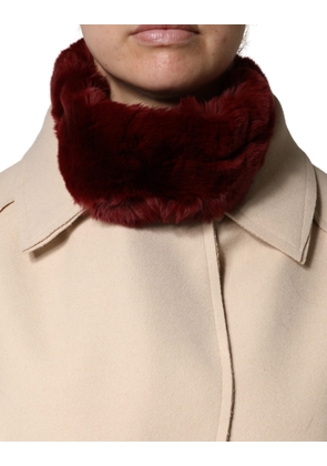 Dolce & Gabbana Red Lamb Fur Collar Women Neck Wrap 50cm x 8cm Scarf