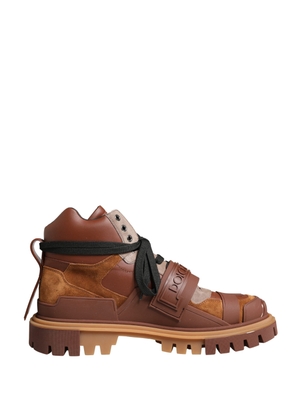 Dolce & Gabbana Brown Leather Trekking-Style Men Boots Shoes - EU43/US10