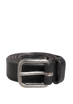Daniele Alessandrini Men Black Leather Metal Buckle Belt - 105 cm / 42 Inches