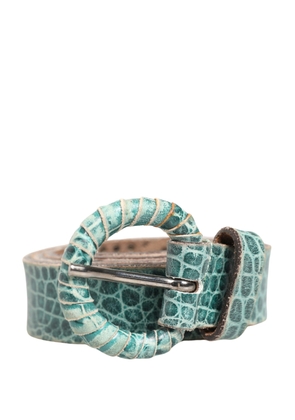 Scervino Street Women Green Leather Croco Print Studded Belt - S
