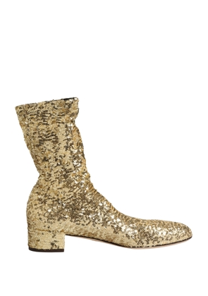 Dolce & Gabbana Gold Sequined Short Boots Stretch Shoes - EU39/US8.5