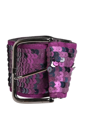 GF Ferre Women Purple Sequined Silver Metal Buckle Belt - 75 cm / 30 Inches