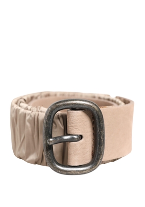 GF Ferre Women Beige Polyester Silver Metal Buckle Waist Belt - 70 cm / 28 Inches