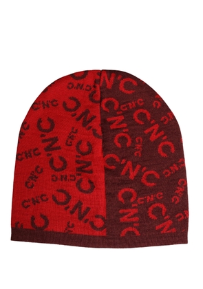 Costume National Red Wool Blend Branded Beanie Capello Hat