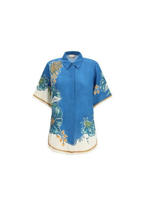 Alemais Blue Linen Pattern Shirt - 12