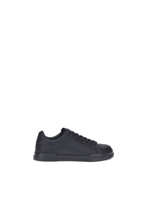 Dolce & Gabbana Black Calf Leather Bos Taurus Low Top Sneakers - EU42.5/US9.5