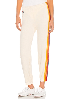 Aviator Nation 5 Stripe Sweatpant in Ivory. Size S. Also in XS, M, L, XL.