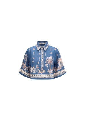 Alemais Blue Linen Pattern Shirt - 6