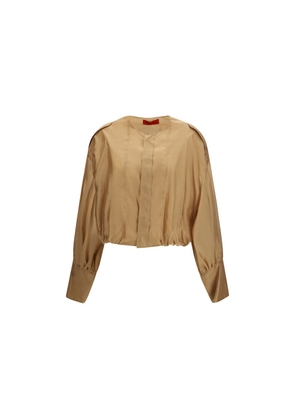 The Latest Beige Lycra Blouse - M