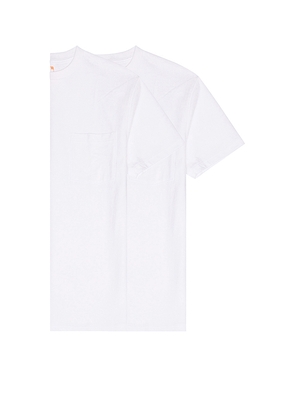 Beams Plus 2 Pack Pocket Tee in White. Size L. Also in S, XL/1X.