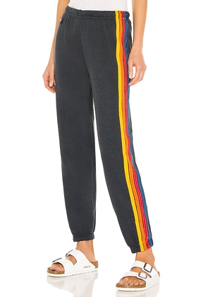 Aviator Nation 5 Stripe Sweatpant in Black. Size S. Also in XS, M, L, XL.