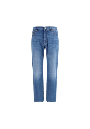 MooRER Blue Cotton Straight-Leg Jeans - W30