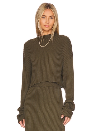 Bobi Cropped Pullover in Olive. Size M. Also in XS, S, L, XL.