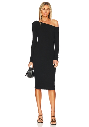 Enza Costa Sweater Knit Slouch Shoulder Dress in Black. Size S. Also in XS, M, L, XL.