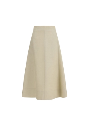 P.A.R.O.S.H. Beige Linen Midi Skirt - L