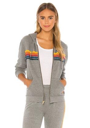 Aviator Nation 5 Stripe Zip Hoodie in Grey. Size S. Also in XS, M, L, XL.