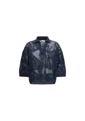 Brunello Cucinelli Blue Linen Polo Shirt - L