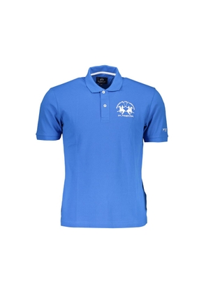 La Martina Blue Cotton Men Polo Shirt - L