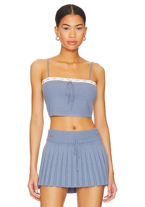 GUIZIO Cielo Rib Knit Top in Blue. Size M. Also in L.