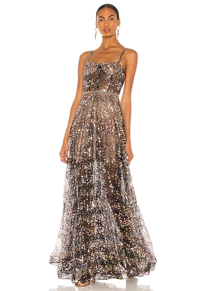 Bronx and Banco Midnight Noir Gown in Black,Gold. Size S. Also in L, XS.