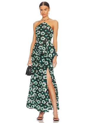 ELLIATT Georgina Maxi Dress in Dark Green. Size L. Also in S, XS, XXS.