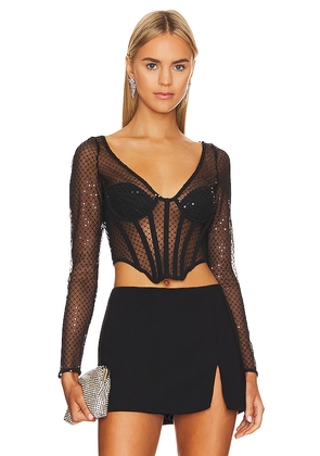 Bardot Sequin Mesh Corset Top in Black. Size 12. Also in 10, 4, 6, 8.