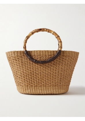 SENSI STUDIO - Bamboo And Leather-trimmed Straw Tote - Brown - One size