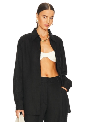 AEXAE Linen Woven Shirt in Black. Size M. Also in L, S, XL, XS.