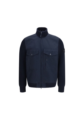 Stone Island Blue Cotton Coat - M