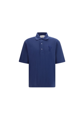 Ami Paris Blue Cotton Polo Shirt - L