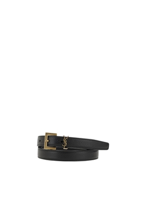 Saint Laurent Black Calf Leather Bos Taurus Regular Belt - 100 cm / 40 Inches