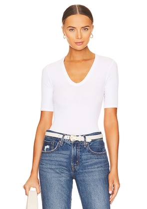 Enza Costa Half Sleeve Top in White. Size S. Also in M, XL, XS.