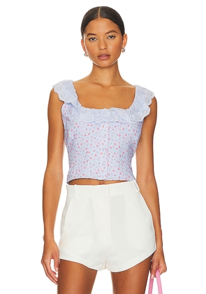 GUIZIO Paloma Lace Top in Baby Blue. Size M. Also in L, S, XL.