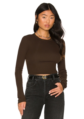 COTTON CITIZEN The Verona Crop Shirt in Chocolate. Size L. Also in M, XS.