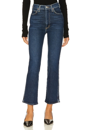 AGOLDE Pinch Waist High Rise Kick Flare Jeans in Denim-Dark. Size 34. Also in 33.